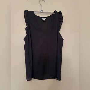 J. Crew Black Ruffle Sleeve Blouse